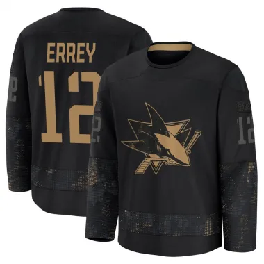 Black Men's Bob Errey Premium San Jose Sharks 2024 Military Appreciation Practice Jersey