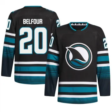 Black Men's Ed Belfour Authentic San Jose Sharks Alternate Primegreen Jersey
