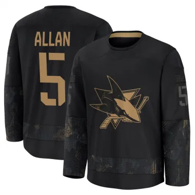 Black Youth Nolan Allan Premium San Jose Sharks 2024 Military Appreciation Practice Jersey