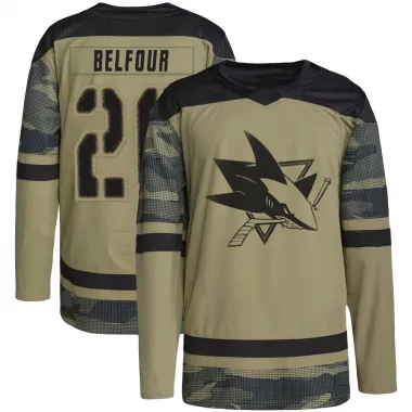 Camo Youth Ed Belfour Authentic San Jose Sharks Military Appreciation Practice Jersey