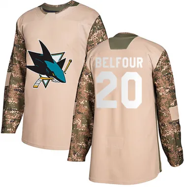 Camo Youth Ed Belfour Authentic San Jose Sharks Veterans Day Practice Jersey