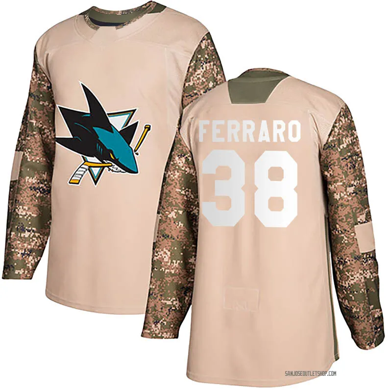 Camo Youth Mario Ferraro Authentic San Jose Sharks Veterans Day Practice Jersey