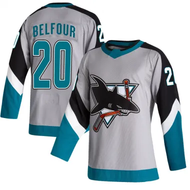 Gray Youth Ed Belfour Authentic San Jose Sharks 2020/21 Reverse Retro Jersey