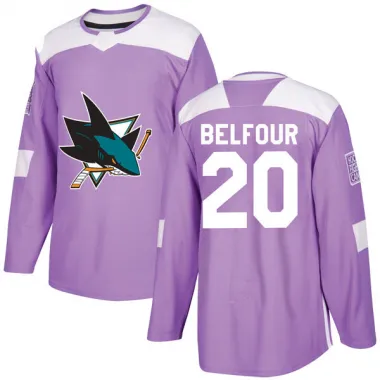 Purple Men's Ed Belfour Authentic San Jose Sharks Hockey Fights Cancer Jersey