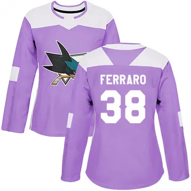 Purple Women's Mario Ferraro Authentic San Jose Sharks Hockey Fights Cancer Jersey