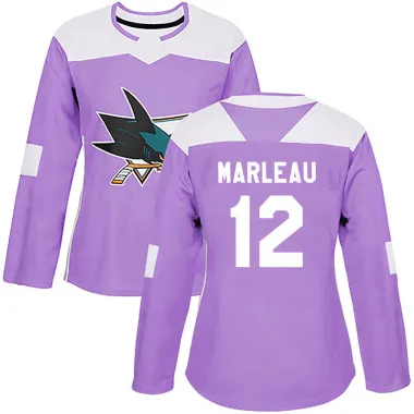 Purple Women's Patrick Marleau Authentic San Jose Sharks Hockey Fights Cancer Jersey
