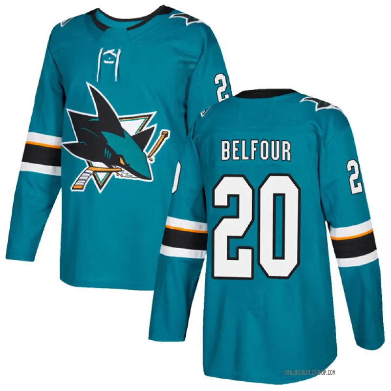 Teal Men's Ed Belfour Authentic San Jose Sharks Home Jersey
