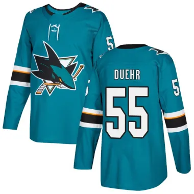 Teal Men's Walker Duehr Authentic San Jose Sharks Home Jersey