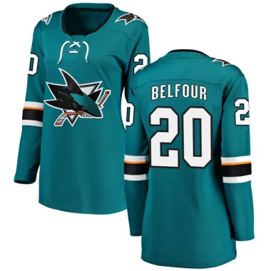 Teal Women's Ed Belfour Breakaway San Jose Sharks Home Jersey