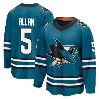 Teal Youth Nolan Allan Breakaway San Jose Sharks Home 2nd Jersey