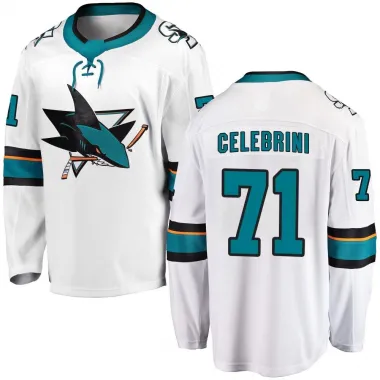 White Men's Macklin Celebrini Breakaway San Jose Sharks Away Jersey