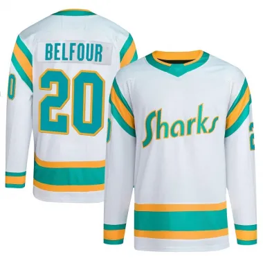 White Youth Ed Belfour Authentic San Jose Sharks Reverse Retro 2.0 Jersey