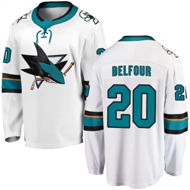 White Youth Ed Belfour Breakaway San Jose Sharks Away Jersey