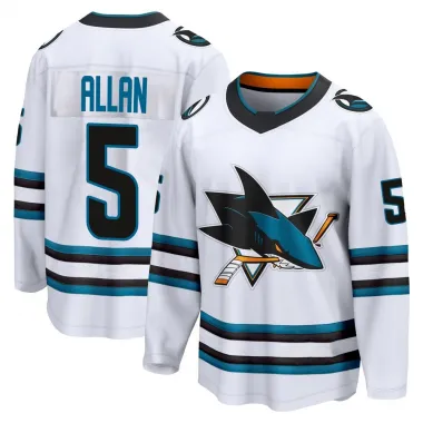 White Youth Nolan Allan Breakaway San Jose Sharks Away 2nd Jersey